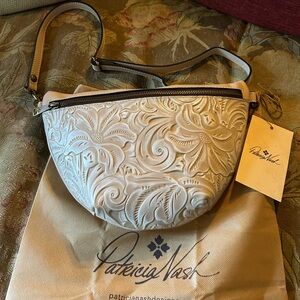 Patricia Nash Ivory Floral Embossed Crossbody Bag